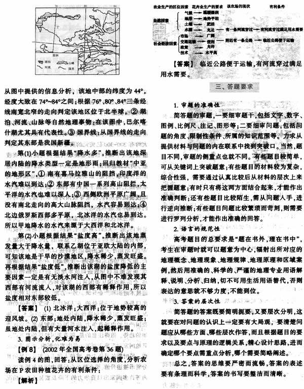 高考地理简答题解法透视