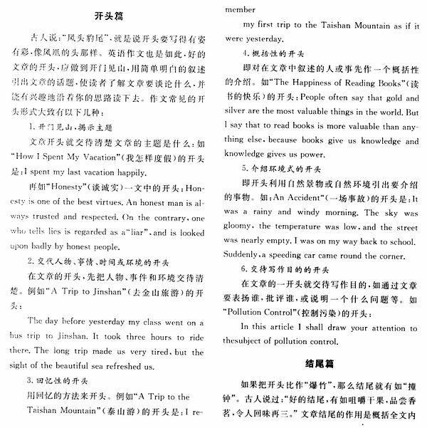 英语作文的巧开头妙结尾