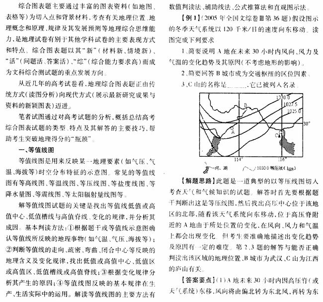 高考地理图表的类型与解题技巧