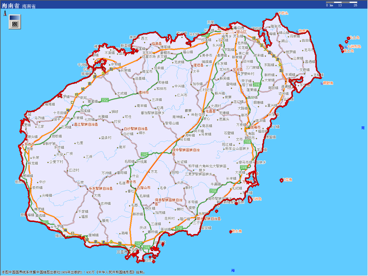海南省行政区划图