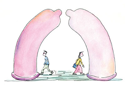 把安全套定型器浸渍于乳胶液中