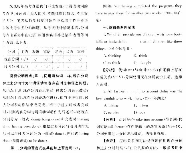 现在分词对过去分词解题秘诀
