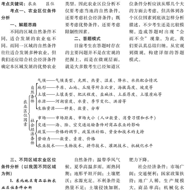 区域农业可持续发展考点分析