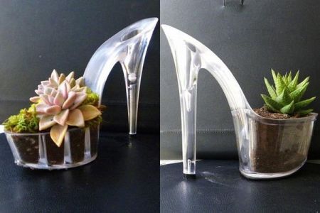 高跟鞋盆栽 废物用旧鞋